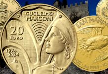 monete d oro di san marino euro gugliemo marconi ragazza flapper radio sandra deiana bellezza falco pellegrino bullion oncia vienna premio nobel rarità numismatica valore prezzo