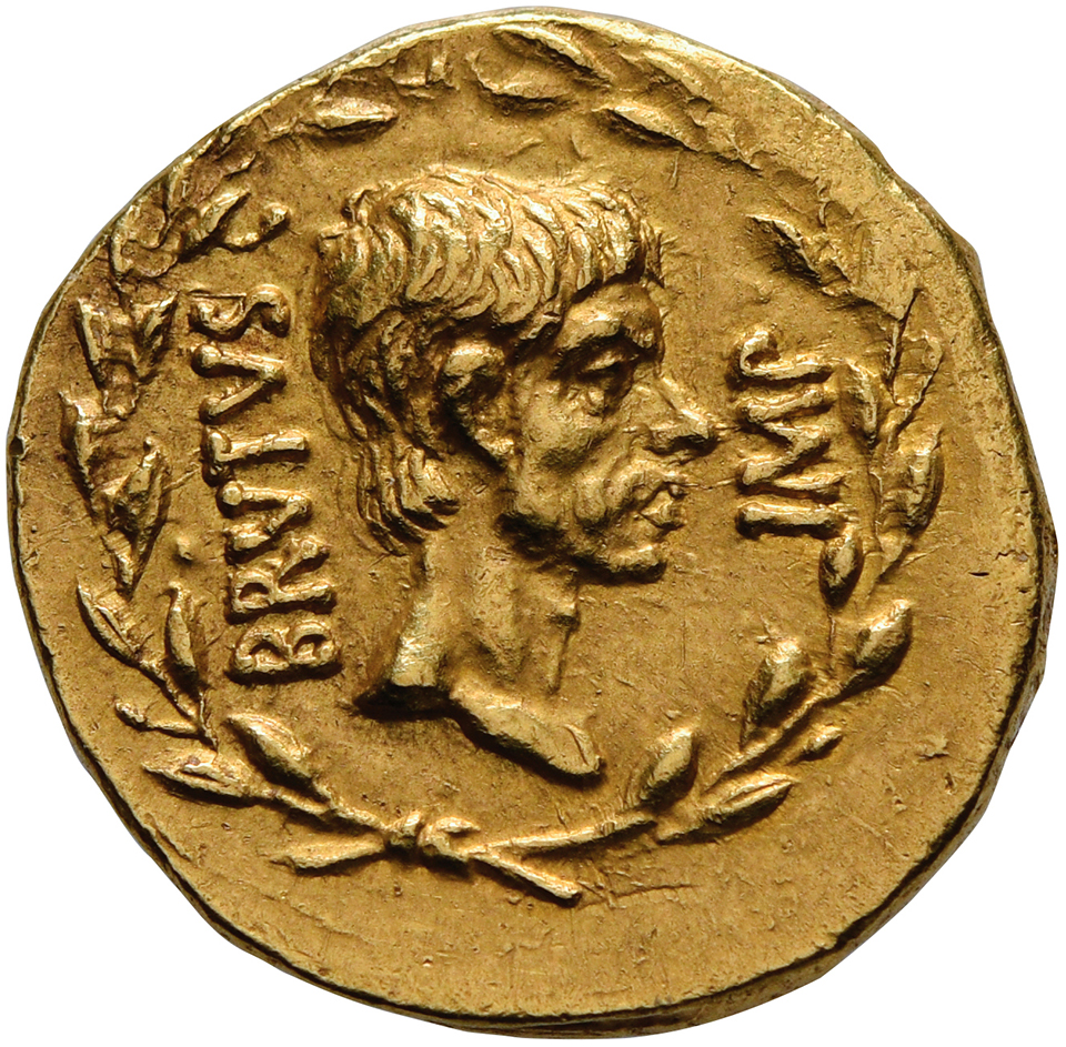 aureo con ritratto di bruto moneta oro roma rarità eccezionale asta numismatica genvensis storia giulio cesare assassinio euro lire valore