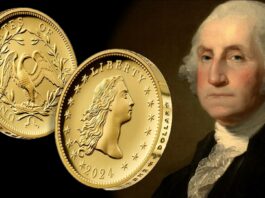 dollaro flowing hair stati uniti d'america oro argento us mint oncia valore prezioso libertà aquila george washington anniversario