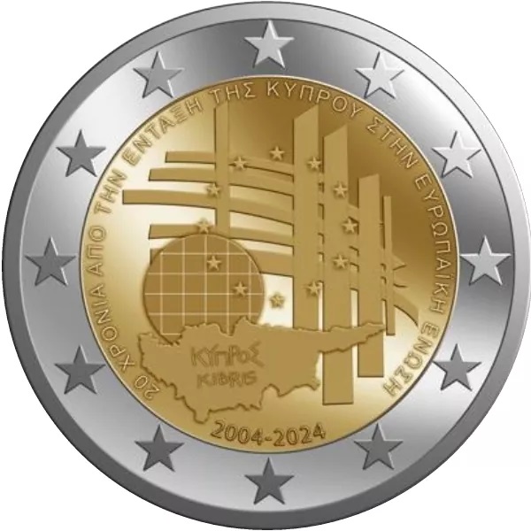 moneta da 2 euro cipriota 2024 unione europea cipro bimetallica rara rarissima proof valore euro numismatica collezione