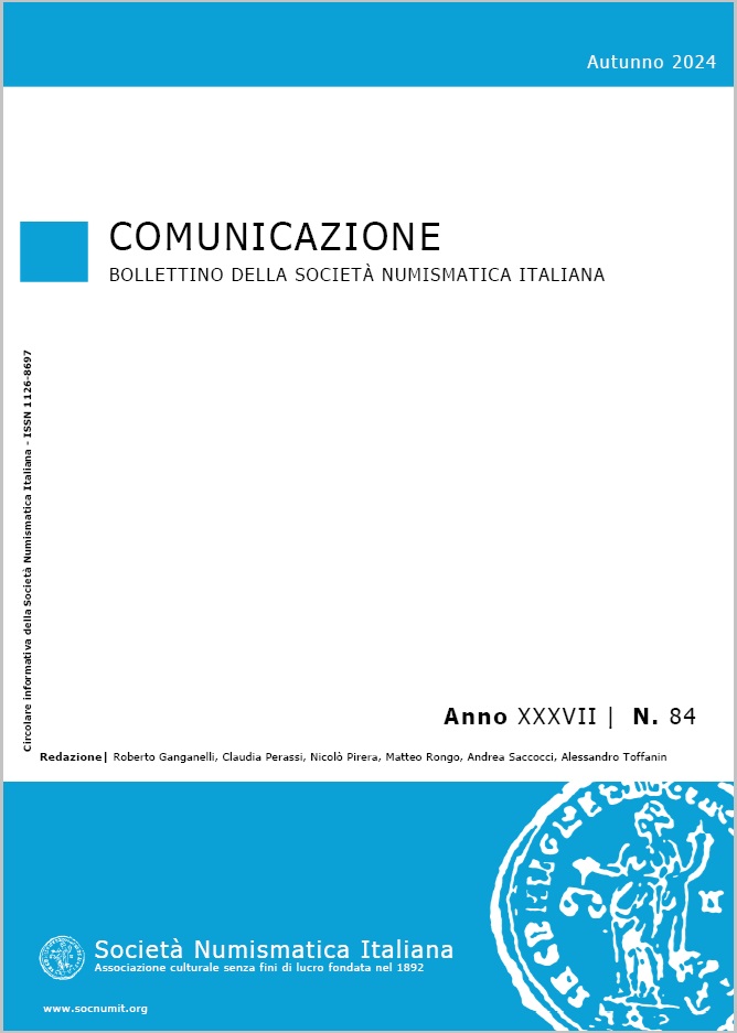 comunicazione 84 società numismatica italiana monete medaglie storia archeologia bollettino