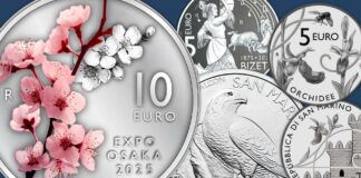 euro monete sammarinesi 2025 san marino numismatica collezione novità expo osaka bizer michelangelo giubileo anno santo orchidee falco pellegrino oro argento rarità valore