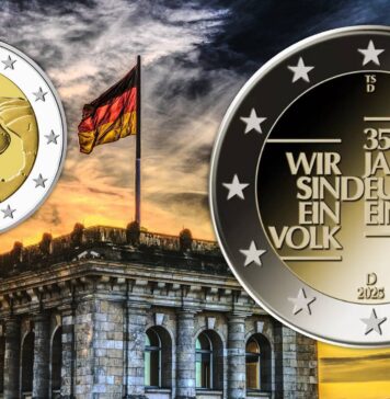 2 euro di germania 2025 moneta saarland saar riunificazione muro di berlino guerra fredda wir sind ein volk collezione numismatica