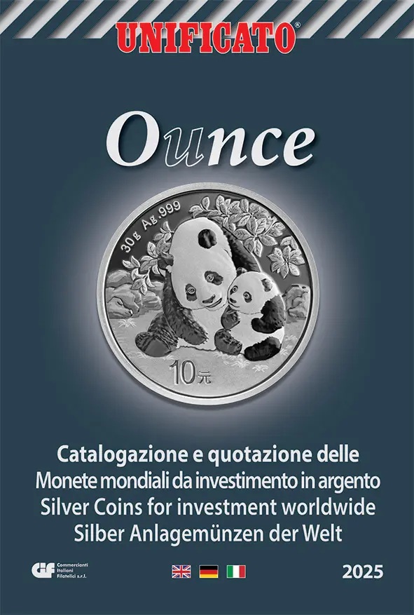 once di argento oncia ounce 2025 silver moneta coin bullion investimento collezione panda eagle falco catalogo prezzi valore unificato cif libro numismatica novità lire euro