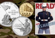 USA monete per i marines usmc united states maribne corps semper fidelis guerra difesa oro argento dollaro coin collezione numismatica iwo jima