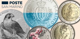 monete di san marino 2025 euro lire lira oro argento bimetallica michlangelo anno santo expo osaka gernarmeria polizia civile orchidee falco pellegrino oncia