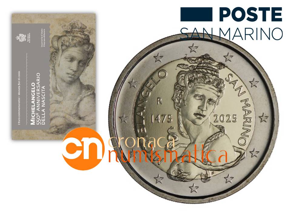 monete di san marino 2025 euro lire lira oro argento bimetallica michlangelo anno santo expo osaka gernarmeria polizia civile orchidee falco pellegrino oncia