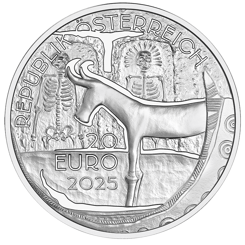 trittico di monete per hallstatt austria età del bronzo preistoria sale commercio estrazione rito cimitero tombe argento euro euromoneta collezione numismatica