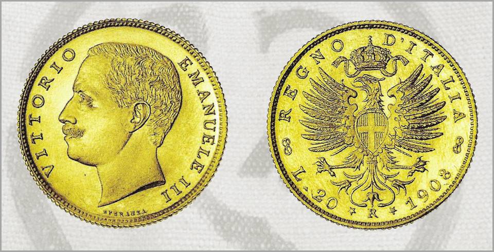 20 lire 1908 aquila sabauda asta rarità collezione reale furto indagini guardia di finanza procura di roma domenico luppino numismatica stato collezionismo