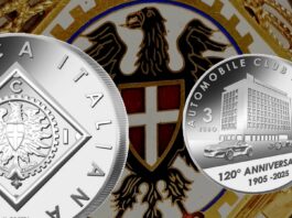 automobile club d'italia auto moneta euro valerio de seta ipzs mef argento stemma palazzo veicoli strada pubblico registro automobilistico numismatica collezione