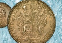 clemenza e liberalità virtù papa clmente x altieri piastra argento moneta rarità numismatica