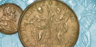 clemenza e liberalità virtù papa clmente x altieri piastra argento moneta rarità numismatica