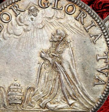 papa clemente x altieri testone preghiera tiara stemma stelle numismatica conclave