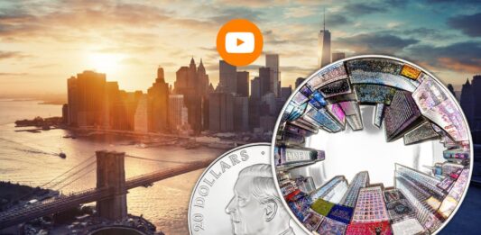 new york la grande mela moneta cit coin invest argento times square fisheye collezione numismatica