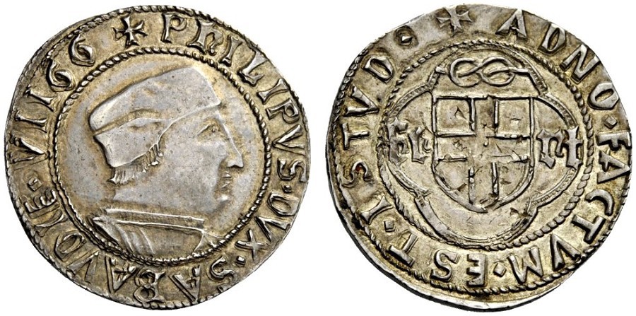 filippo ii di savoia senzaterra duca testone ducato monete oro argento numismatica ritratto fert